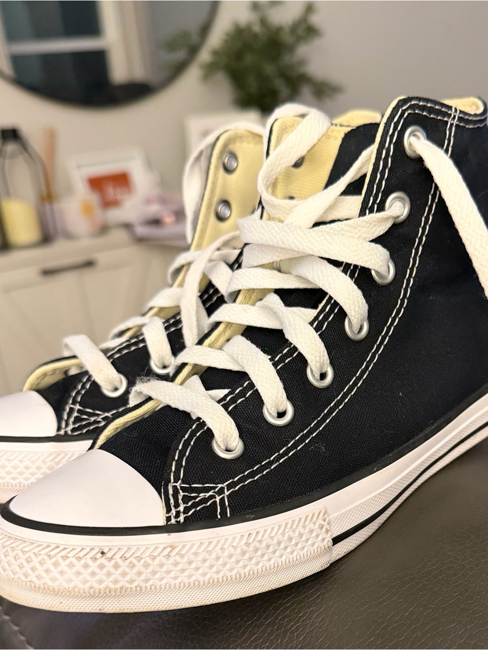 Converse Kids Black High-Top Sneakers with Cream Tongue